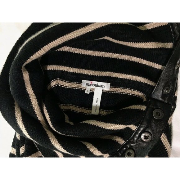 Manoukian Women's Casual Dress Black Tan Striped Long Sleeve Knee Length Size M - Picture 10 of 11